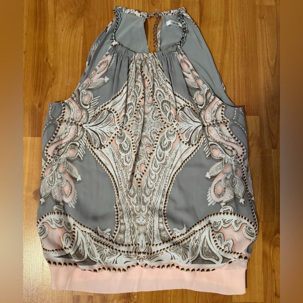 Cache Gray and Blush Paisley Halter Camisole
